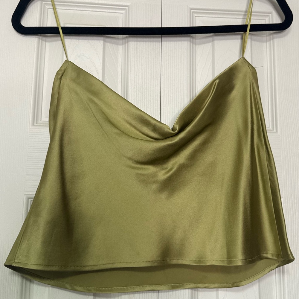 Reformation Green Satin Crop Tube Top Size Small Perfect Condition - Picture 6 of 8